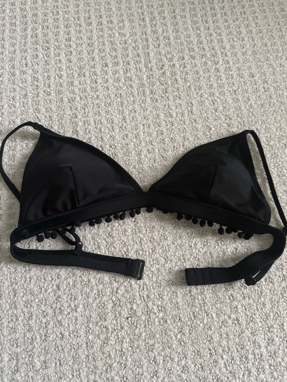 Black Pom-Trim Triangle Bralette - Women Intimates